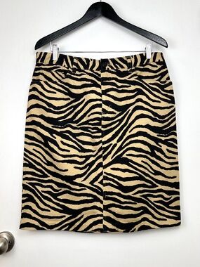 Lauren Ralph Lauren Tiger Stripe Knee Length Skirt size 12 Tan/Black Career